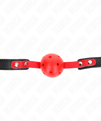 KINK - RED HOLLOW HARD BALL 4 CM GAG BLACK STRAP 60 x 2 CM ADJUSTABLE 37-52 CM KINK - RED HOLLOW HARD BALL 4 CM GAG BLACK STRAP 60 x 2 CM ADJUSTABLE 37-52 CM