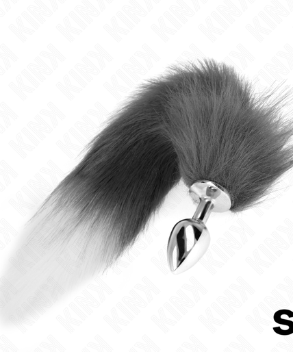 KINK - ANAL PLUG SIZE S 7 X 3 CM WITH SYNTHETIC TAIL 40 CM GREY AND WHITE KINK - ANAL PLUG SIZE S 7 X 3 CM WITH SYNTHETIC TAIL 40 CM GREY AND WHITE