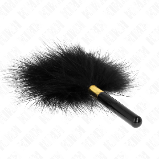 Pleasurements – Kink – Schwarze Goldene Metall-Kitzelfedern 18 cm