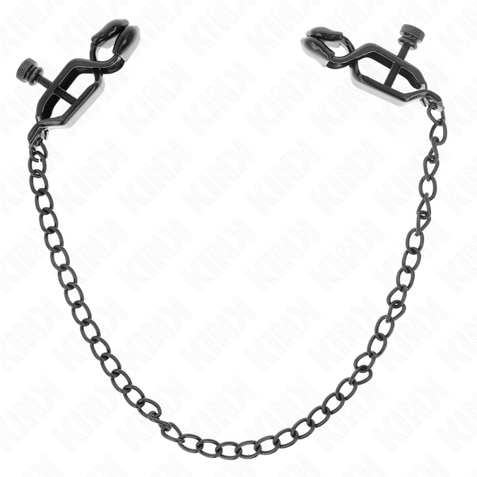 KINK - VLAKKE KETTING NIPPELKLEMMEN ZWART 30 CM