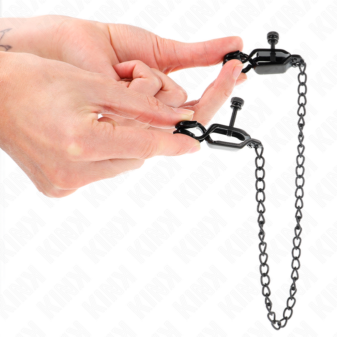 KINK - VLAKKE KETTING NIPPELKLEMMEN ZWART 30 CM