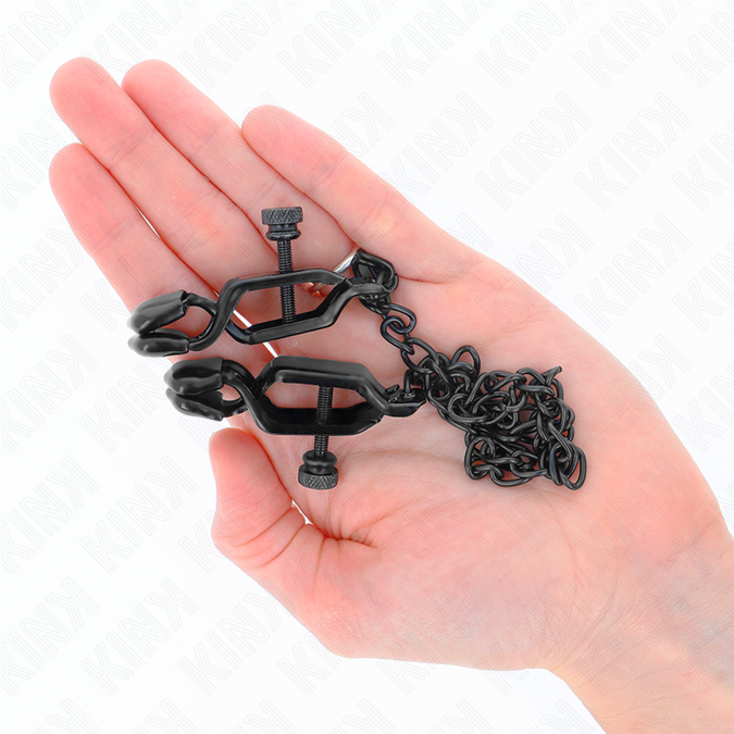 KINK - VLAKKE KETTING NIPPELKLEMMEN ZWART 30 CM
