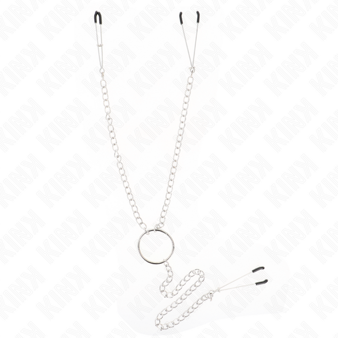 KINK - DRIEVOUDIGE TEPEL- EN CLITORISKLEMMEN MET KETTING MODEL 1