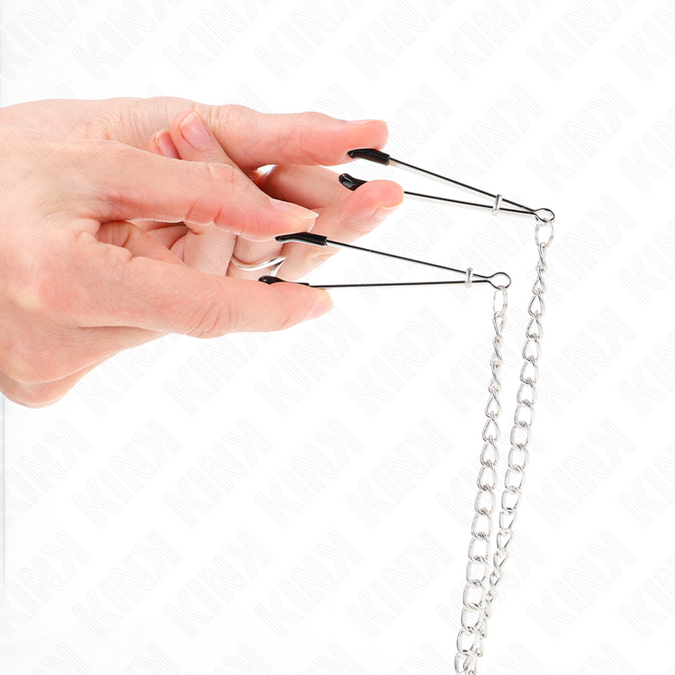 KINK - DRIEVOUDIGE TEPEL- EN CLITORISKLEMMEN MET KETTING MODEL 1