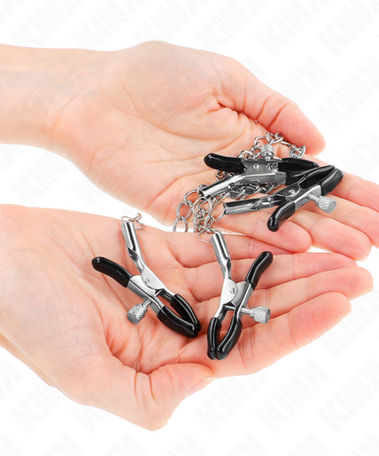 KINK - 4 NIPPLE AND CLIT CLAMPS ADJUSTABLE SILVER KINK - 4 NIPPLE AND CLIT CLAMPS ADJUSTABLE SILVER