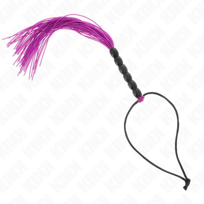 Kink – Mini-Silikonpeitsche mit 6 lila Perlen 26 cm