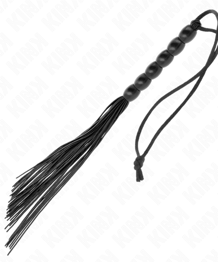 KINK - MINI SILICONE WHIP WITH 6 BLACK BEADS 26 CM KINK - MINI SILICONE WHIP WITH 6 BLACK BEADS 26 CM