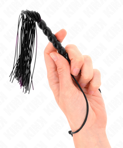 KINK - MINI SILICONE WHIP WITH 6 BLACK BEADS 26 CM KINK - MINI SILICONE WHIP WITH 6 BLACK BEADS 26 CM