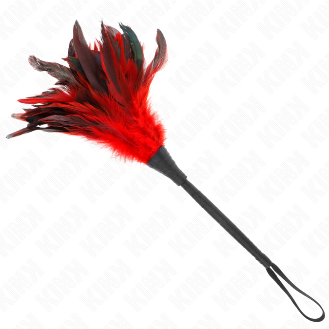 Pleasurements – Kink – Rote Dienstmädchen-Horn-förmige Kitzelfedern 36 cm