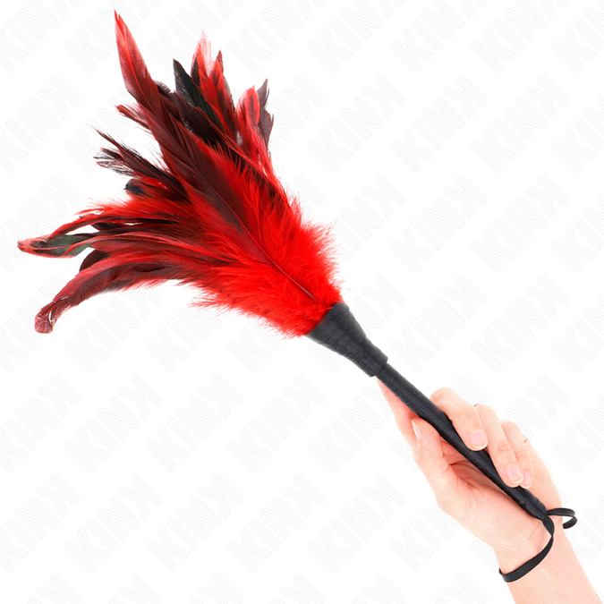Pleasurements – Kink – Rote Dienstmädchen-Horn-förmige Kitzelfedern 36 cm