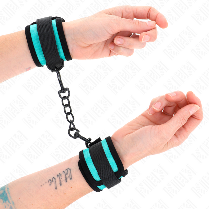 Kink – Hook And Loop Nylon Bind Wrist Restraints Black – Blue Adjustable 18 – 32 Cm X 5 Cm