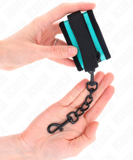 KINK - HOOK AND LOOP NYLON BIND WRIST RESTRAINTS BLACK-BLUE ADJUSTABLE 18-32 CM X 5 CM KINK - HOOK AND LOOP NYLON BIND WRIST RESTRAINTS BLACK-BLUE ADJUSTABLE 18-32 CM X 5 CM