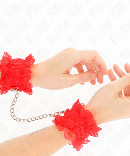KINK - LACE ELASTIC WRIST RESTRAINTS RED KINK - LACE ELASTIC WRIST RESTRAINTS RED