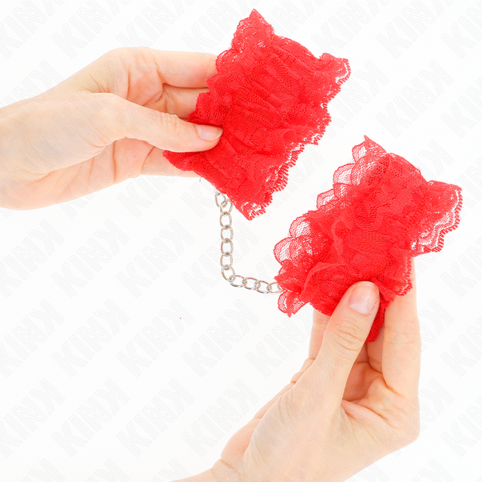 Kink – Elastische polsboeien van kant, rood