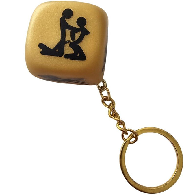 DIABLO PICANTE - GOUDEN DOBBELSTEEN SLEUTELHANGER MET POSES
