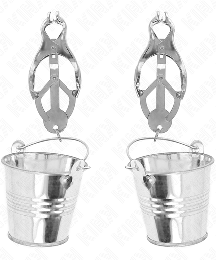 KINK - JAPANESE CLOVER NIPPLE CLAMPS WITH BUCKETS SILVER KINK - JAPANESE CLOVER NIPPLE CLAMPS WITH BUCKETS SILVER