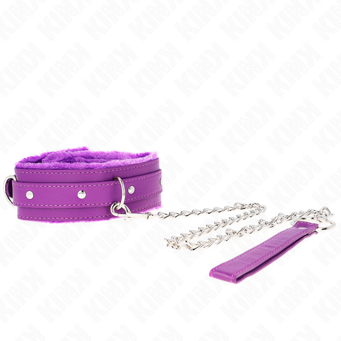 Kink – Halsband met riem 65 cm met beperkingen Paars 36 – 42 cm x 5,5 cm