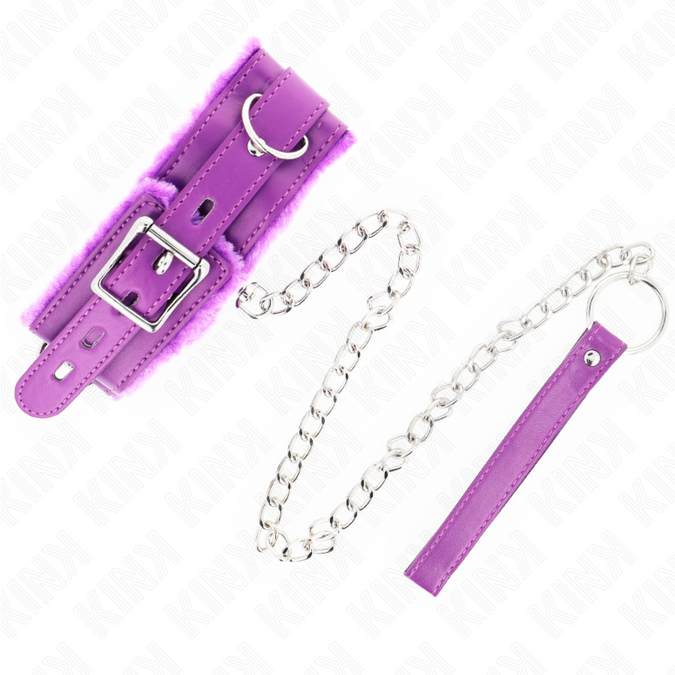 Kink – Halsband met riem 65 cm met beperkingen Paars 36 – 42 cm x 5,5 cm