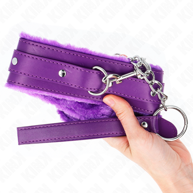 Kink – Halsband met riem 65 cm met beperkingen Paars 36 – 42 cm x 5,5 cm