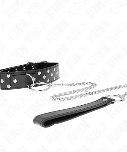 KINK - RING RIVET STRAP NECKLACE WITH BELT 65 CM BLACK ADJUSTABLE 36-50 CM X 3.8 CM KINK - RING RIVET STRAP NECKLACE WITH BELT 65 CM BLACK ADJUSTABLE 36-50 CM X 3.8 CM