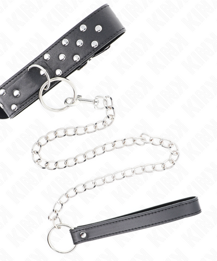 KINK - RING RIVET STRAP NECKLACE WITH BELT 65 CM BLACK ADJUSTABLE 36-50 CM X 3.8 CM KINK - RING RIVET STRAP NECKLACE WITH BELT 65 CM BLACK ADJUSTABLE 36-50 CM X 3.8 CM