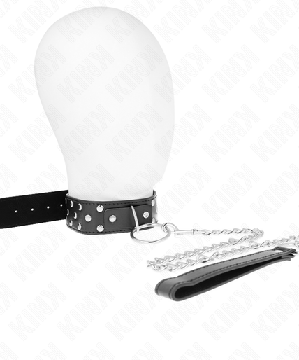 KINK - RING RIVET STRAP NECKLACE WITH BELT 65 CM BLACK ADJUSTABLE 36-50 CM X 3.8 CM KINK - RING RIVET STRAP NECKLACE WITH BELT 65 CM BLACK ADJUSTABLE 36-50 CM X 3.8 CM