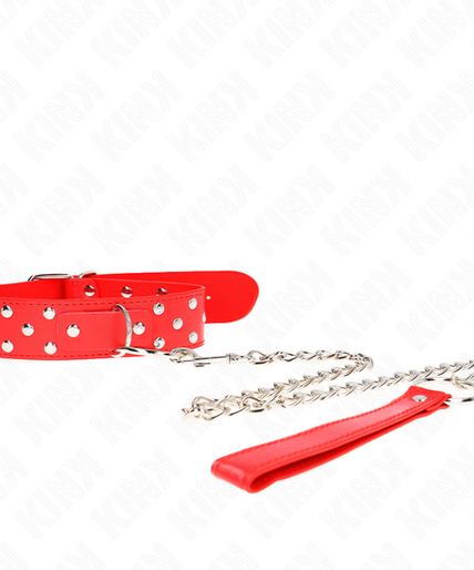 KINK - RING RIVET STRAP NECKLACE WITH BELT 65 CM RED ADJUSTABLE 36-50 CM X 3.8 CM KINK - RING RIVET STRAP NECKLACE WITH BELT 65 CM RED ADJUSTABLE 36-50 CM X 3.8 CM