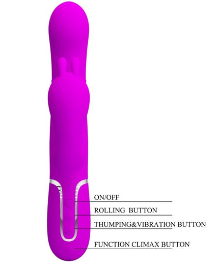 PRETTY LOVE - CAMMY DRIEVOUDIGE VIBRATOR MULTIFUNCTIONEEL 4 IN 1 ROZE PRETTY LOVE - CAMMY DRIEVOUDIGE VIBRATOR MULTIFUNCTIONEEL 4 IN 1 ROZE