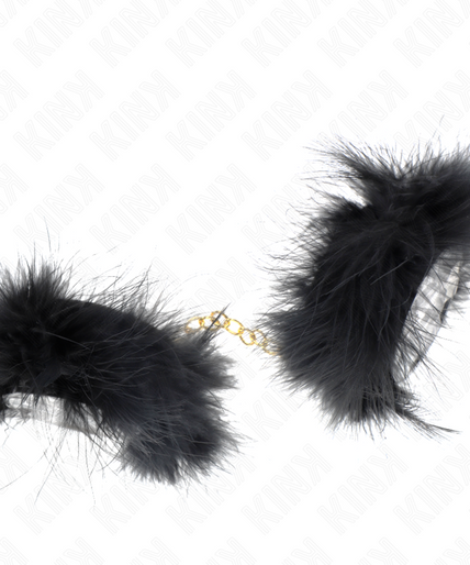 KINK - FEATHER HAND CUFFS WITH GOLD CHAIN MODEL 0 KINK - FEATHER HAND CUFFS WITH GOLD CHAIN MODEL 0
