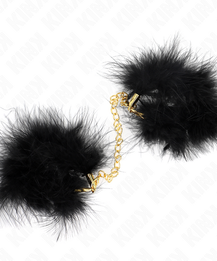 KINK - FEATHER HAND CUFFS WITH GOLD CHAIN MODEL 0 KINK - FEATHER HAND CUFFS WITH GOLD CHAIN MODEL 0