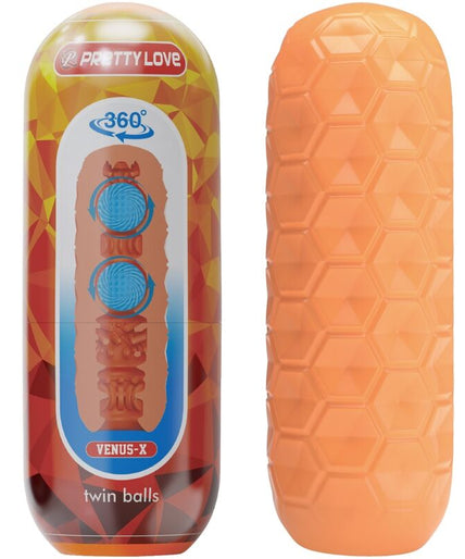 PRETTY LOVE - TWIN BALLS MANNELIJKE MASTURBATOR ORANJE PRETTY LOVE - TWIN BALLS MANNELIJKE MASTURBATOR ORANJE