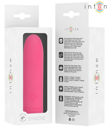 INTENSE - SYMONE USB RECHARGEABLE VIBRATING BULLET 8 VIBRATIONS PINK 10 X 2.2 CM INTENSE - SYMONE USB RECHARGEABLE VIBRATING BULLET 8 VIBRATIONS PINK 10 X 2.2 CM