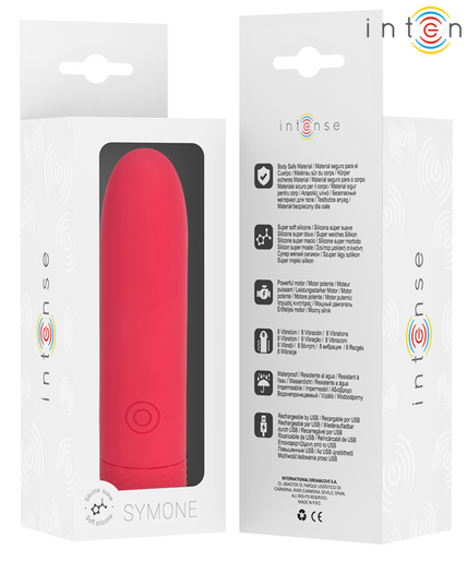 INTENSE - SYMONE USB RECHARGEABLE VIBRATING BULLET 8 VIBRATIONS RED 10 X 2.2 CM INTENSE - SYMONE USB RECHARGEABLE VIBRATING BULLET 8 VIBRATIONS RED 10 X 2.2 CM