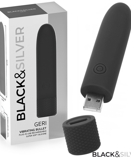 Black & Silver – Geri Usb Rechargeable Vibrating Bullet 8 Vibrations Black 10 X 2.2 Cm Black & Silver – Geri Usb Rechargeable Vibrating Bullet 8 Vibrations Black 10 X 2.2 Cm
