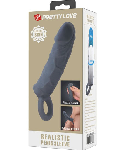 PRETTY LOVE - REALISTIC SKIN PENIS SLEEVE DARK GREY PRETTY LOVE - REALISTIC SKIN PENIS SLEEVE DARK GREY