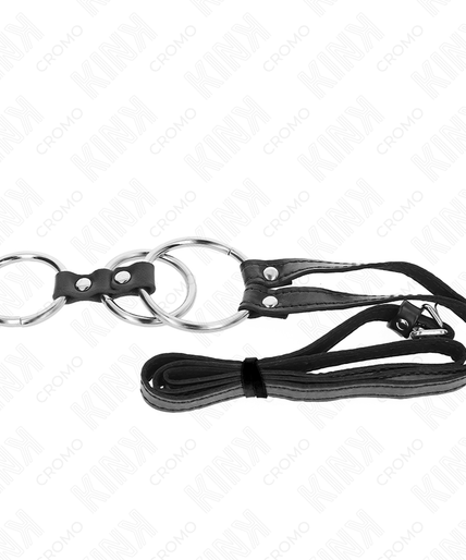KINK - TRIPLE METAL PENIS RING 3.8 CM TO 5 CM WITH LEATHER BELT 112 CM KINK - TRIPLE METAL PENIS RING 3.8 CM TO 5 CM WITH LEATHER BELT 112 CM