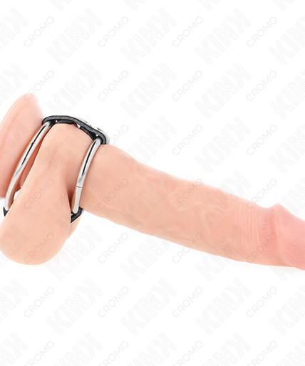 KINK - DOUBLE METAL PENIS RING 3.8 CM TO 5 CM CONNECTED WITH LEATHER KINK - DOUBLE METAL PENIS RING 3.8 CM TO 5 CM CONNECTED WITH LEATHER