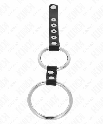 KINK - DOUBLE METAL PENIS RING 3.8 CM TO 5 CM CONNECTED WITH LEATHER KINK - DOUBLE METAL PENIS RING 3.8 CM TO 5 CM CONNECTED WITH LEATHER