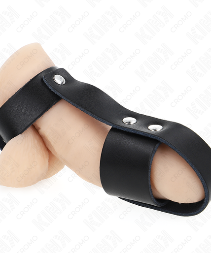 KINK - LEATHER PENIS CAGE RING WITH ADJUSTABLE BALL DIVIDER KINK - LEATHER PENIS CAGE RING WITH ADJUSTABLE BALL DIVIDER