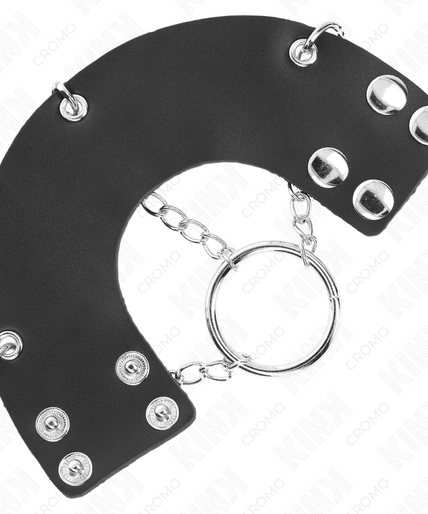 KINK - PENIS RING 4 CM CHAIN 7 CM METAL WITH LEATHER BELT KINK - PENIS RING 4 CM CHAIN 7 CM METAL WITH LEATHER BELT