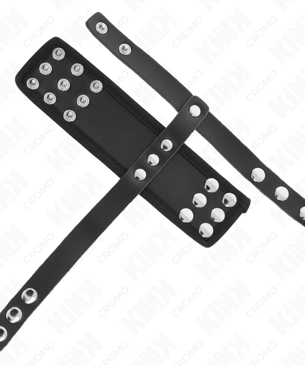 KINK - LEATHER PENIS CAGE RING WITH ADJUSTABLE COATED BALL DIVIDER STRAP KINK - LEATHER PENIS CAGE RING WITH ADJUSTABLE COATED BALL DIVIDER STRAP