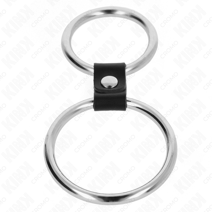 Kink – Double Metal Penis Ring 3.7 Cm To 5 Cm Connected By Leather Strap Model 1