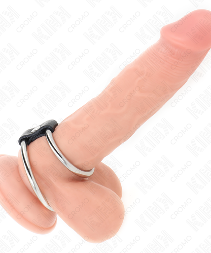 KINK - DOUBLE METAL PENIS RING 3.7 CM TO 5 CM CONNECTED BY LEATHER STRAP MODEL 1 KINK - DOUBLE METAL PENIS RING 3.7 CM TO 5 CM CONNECTED BY LEATHER STRAP MODEL 1