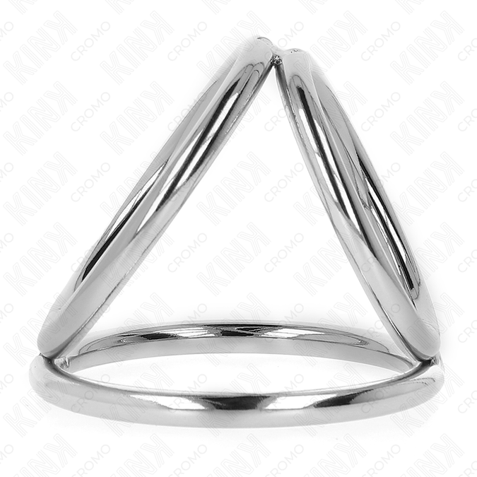 KINK - DRIEVOUDIGE CHROMEN METALEN PENISRING 3,2 CM TOT 4,5 CM