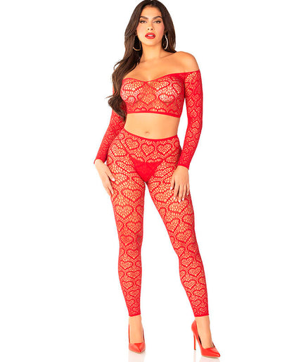 LEG AVENUE - CROP TOP + STOCKINGS RED ONE SIZE LEG AVENUE - CROP TOP + STOCKINGS RED ONE SIZE