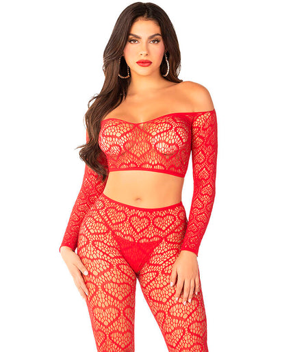 LEG AVENUE - CROP TOP + STOCKINGS RED ONE SIZE LEG AVENUE - CROP TOP + STOCKINGS RED ONE SIZE