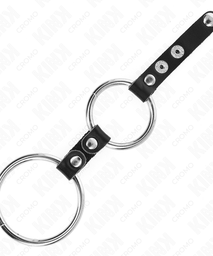 KINK - DOUBLE PENIS RING 3.8 CM TO 5 CM CONNECTED BY LEATHER KINK - DOUBLE PENIS RING 3.8 CM TO 5 CM CONNECTED BY LEATHER