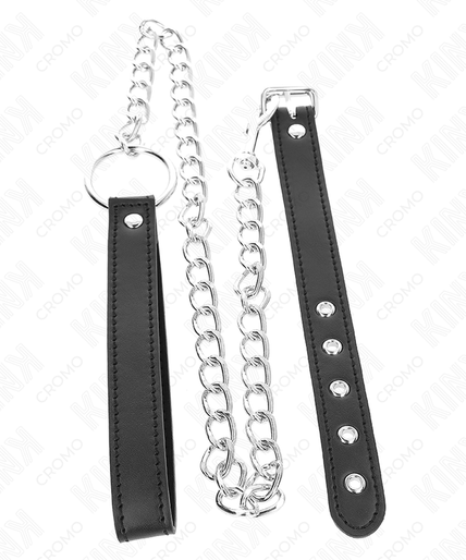 KINK - LEATHER PENIS RING 21.5 X 2 CM WITH 60 CM METAL CHAIN AND LEATHER STRAP KINK - LEATHER PENIS RING 21.5 X 2 CM WITH 60 CM METAL CHAIN AND LEATHER STRAP