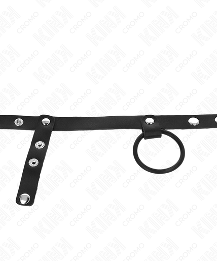 KINK - SILICONE PENIS RING 3.8 CM WITH BALL DIVIDER AND LEATHER STRAP 22 X 1.5 CM KINK - SILICONE PENIS RING 3.8 CM WITH BALL DIVIDER AND LEATHER STRAP 22 X 1.5 CM
