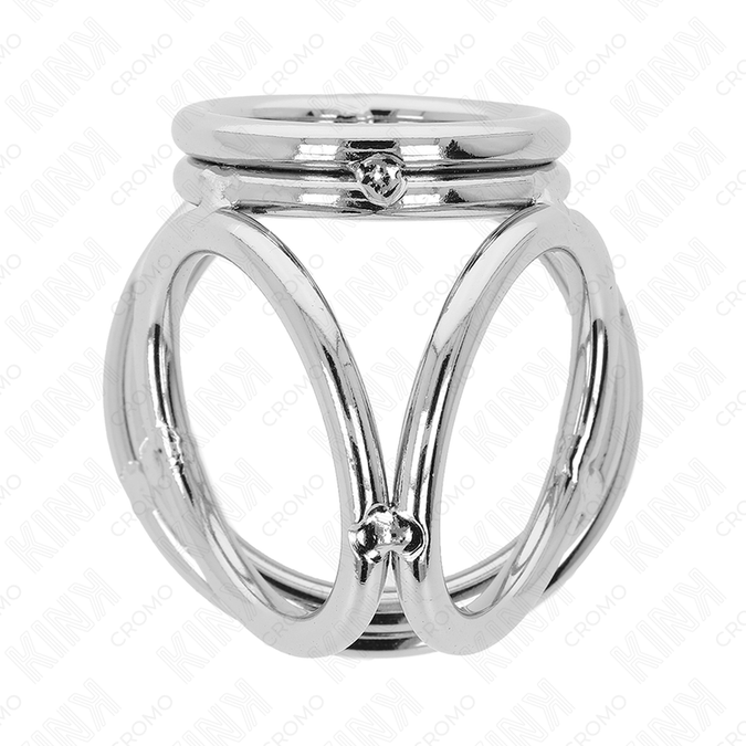 KINK - DRIEVOUDIGE CHROMEN METALEN PENISRING 3.8 CM TOT 5 CM MODEL 1